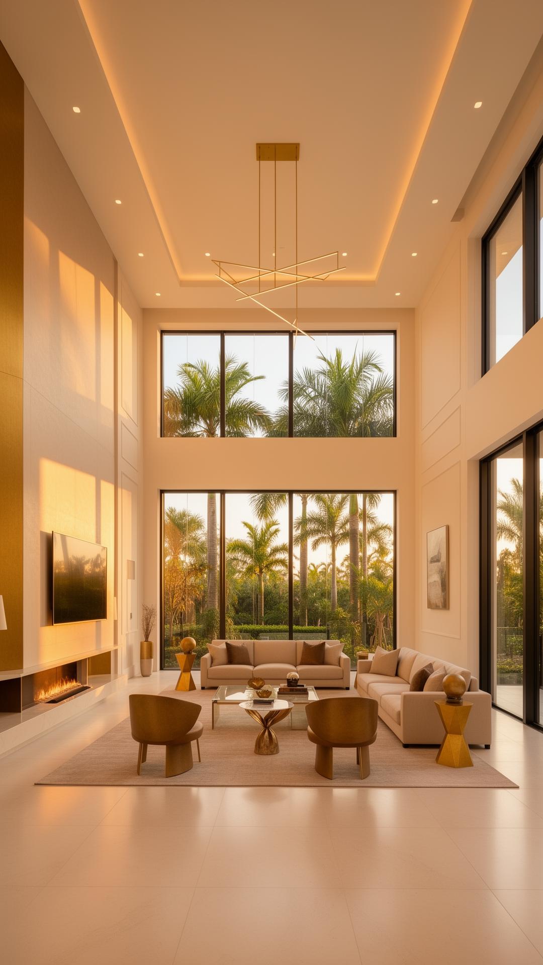 Luxury Naples home interior with palm view